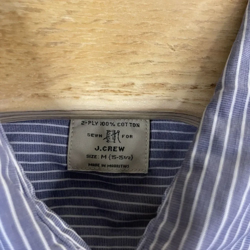 J Crew Shirt Mens M (15-15 1/2) Blue White‎ Stripes Casual Long Sleeve Button Up